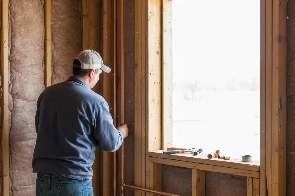Licensed plumber running new copper supply lines in a Fort Smith home