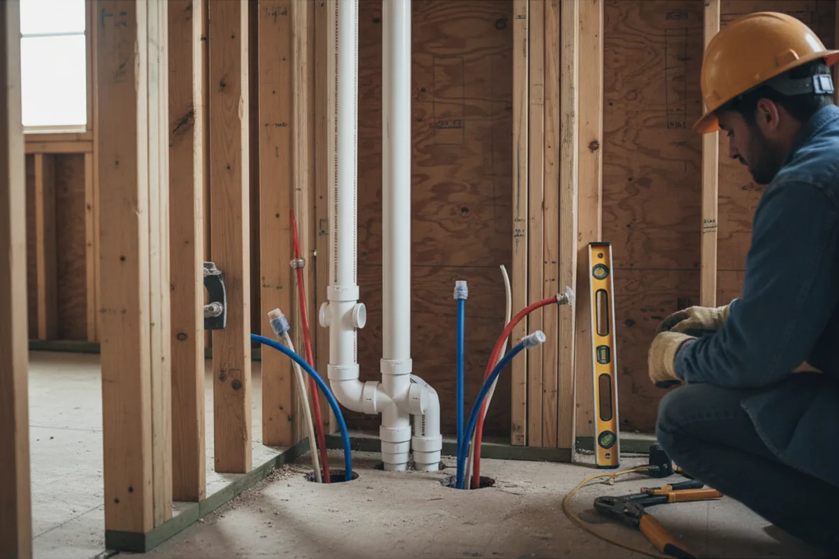 Drain and supply rough-in during Leak Detection in Fort Smith